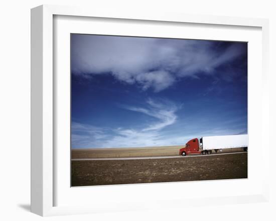 Truck on the Road, Interstate 80, Albany County, Wyoming, USA-null-Framed Photographic Print