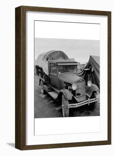 Truck Parked by Tent in Fsa Site-Dorothea Lange-Framed Art Print