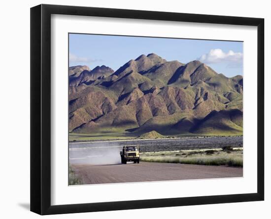 Truck Passing Through the Naukluft Mountains Near Solitaire, Namibia-Julian Love-Framed Photographic Print