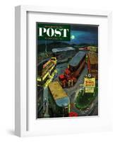 "Truck Stop Diner" Saturday Evening Post Cover, October 10, 1953-Ben Kimberly Prins-Framed Giclee Print