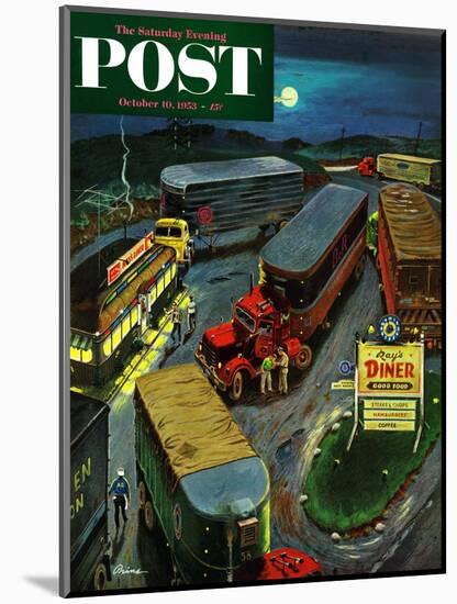 "Truck Stop Diner" Saturday Evening Post Cover, October 10, 1953-Ben Kimberly Prins-Mounted Giclee Print