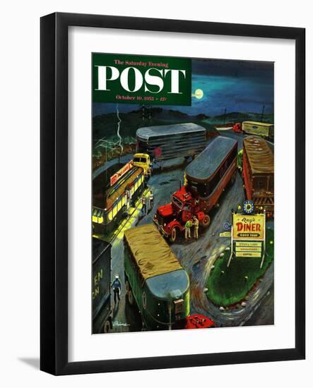 "Truck Stop Diner" Saturday Evening Post Cover, October 10, 1953-Ben Kimberly Prins-Framed Giclee Print