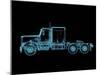 Truck X-Ray Blue Transparent Isolated on Black-sauliusl-Mounted Art Print