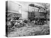 Trucks Abandoned on Street Curb-Riis-Stretched Canvas