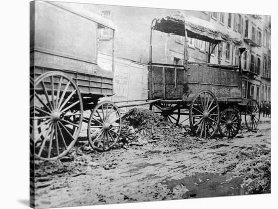 Trucks Abandoned on Street Curb-Riis-Stretched Canvas