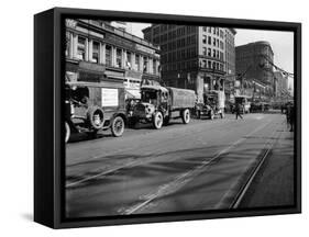 Trucks in Market Street, San Francisco, USA, C1922-null-Framed Stretched Canvas