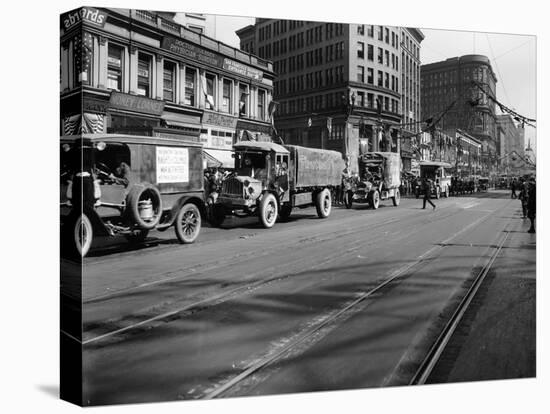 Trucks in Market Street, San Francisco, USA, C1922-null-Stretched Canvas