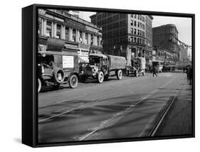 Trucks in Market Street, San Francisco, USA, C1922-null-Framed Stretched Canvas