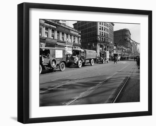 Trucks in Market Street, San Francisco, USA, C1922-null-Framed Photographic Print