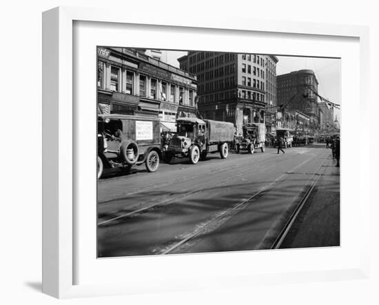 Trucks in Market Street, San Francisco, USA, C1922-null-Framed Photographic Print