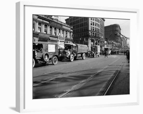 Trucks in Market Street, San Francisco, USA, C1922-null-Framed Photographic Print