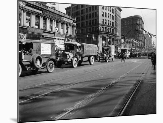 Trucks in Market Street, San Francisco, USA, C1922-null-Mounted Photographic Print