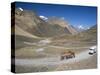 Trucks on Baralacha Pass, Road Only Open Three Months of Year, Ladakh, India-Tony Waltham-Stretched Canvas