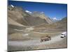 Trucks on Baralacha Pass, Road Only Open Three Months of Year, Ladakh, India-Tony Waltham-Mounted Photographic Print