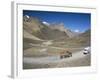 Trucks on Baralacha Pass, Road Only Open Three Months of Year, Ladakh, India-Tony Waltham-Framed Photographic Print