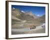 Trucks on Baralacha Pass, Road Only Open Three Months of Year, Ladakh, India-Tony Waltham-Framed Photographic Print