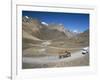 Trucks on Baralacha Pass, Road Only Open Three Months of Year, Ladakh, India-Tony Waltham-Framed Photographic Print