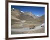 Trucks on Baralacha Pass, Road Only Open Three Months of Year, Ladakh, India-Tony Waltham-Framed Photographic Print