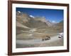 Trucks on Baralacha Pass, Road Only Open Three Months of Year, Ladakh, India-Tony Waltham-Framed Photographic Print