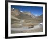 Trucks on Baralacha Pass, Road Only Open Three Months of Year, Ladakh, India-Tony Waltham-Framed Photographic Print