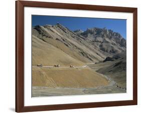 Trucks on the Lachalang Pass, Zanskar People on Horse Trail, Ladakh, India-Tony Waltham-Framed Photographic Print