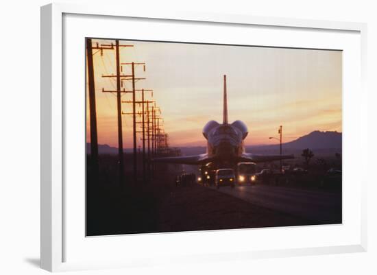 Trucks Towing the Shuttle Columbia-Bob Flora-Framed Photographic Print