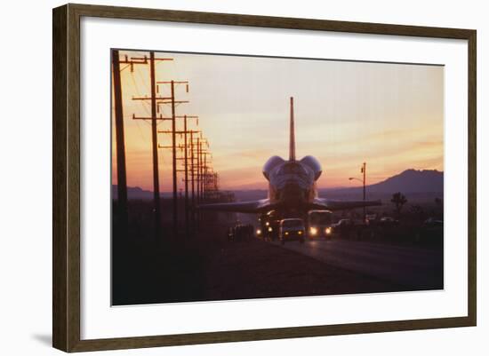 Trucks Towing the Shuttle Columbia-Bob Flora-Framed Photographic Print