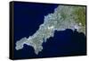 True-colour Satellite Image of Cornwall, UK-PLANETOBSERVER-Framed Stretched Canvas