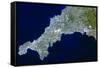 True-colour Satellite Image of Cornwall, UK-PLANETOBSERVER-Framed Stretched Canvas