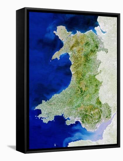 True Colour Satellite Image of Wales-PLANETOBSERVER-Framed Stretched Canvas