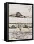 True Distant view of Oyama Mountain, Japanese Wood-Cut Print-Lantern Press-Framed Stretched Canvas