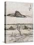 True Distant view of Oyama Mountain, Japanese Wood-Cut Print-Lantern Press-Stretched Canvas