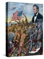 True Sons of Freedom Poster with African-American Soldiers Fighting German Soldiers-null-Stretched Canvas