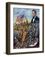 True Sons of Freedom Poster with African-American Soldiers Fighting German Soldiers-null-Framed Giclee Print