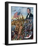 True Sons of Freedom Poster with African-American Soldiers Fighting German Soldiers-null-Framed Giclee Print