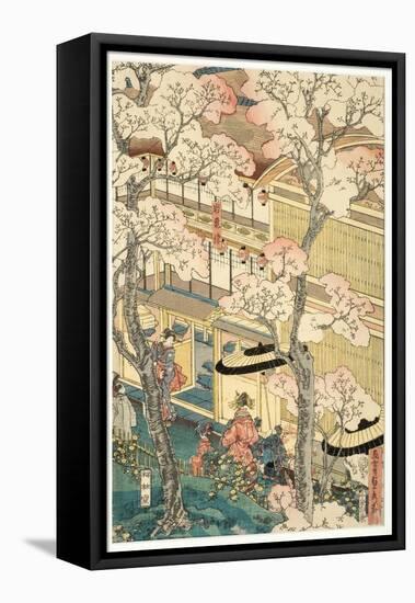 True View of the Pleasure Houses of Miyosaki at the New Port, Yokohama, Kanagawa, 1860-Utagawa Sadahide-Framed Stretched Canvas