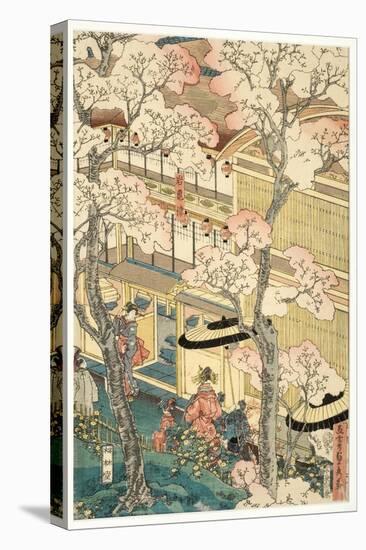 True View of the Pleasure Houses of Miyosaki at the New Port, Yokohama, Kanagawa, 1860-Utagawa Sadahide-Stretched Canvas