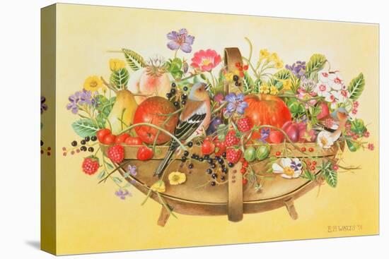 Trug with Fruit, Flowers and Chaffinches, 1991-E.B. Watts-Stretched Canvas