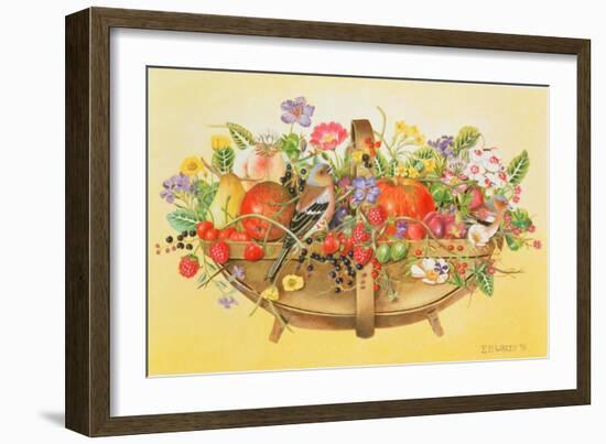 Trug with Fruit, Flowers and Chaffinches, 1991-E.B. Watts-Framed Giclee Print