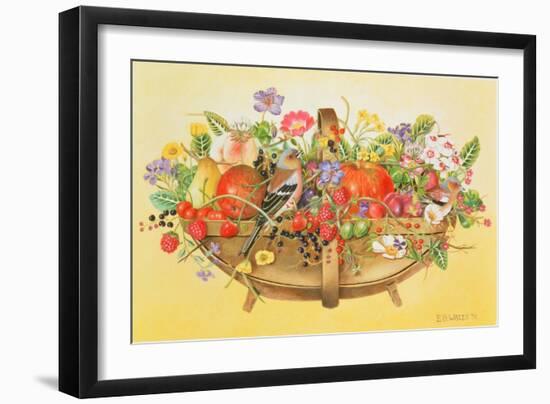 Trug with Fruit, Flowers and Chaffinches, 1991-E.B. Watts-Framed Giclee Print