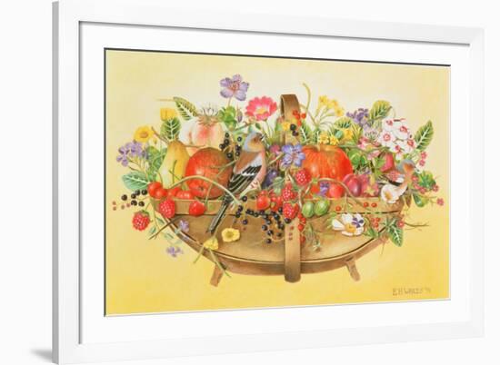 Trug with Fruit, Flowers and Chaffinches, 1991-E.B. Watts-Framed Giclee Print