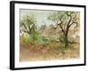 Trulli and Olive Tree (Watercolour and Gouache)-Ann Oram-Framed Giclee Print