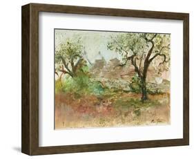 Trulli and Olive Tree (Watercolour and Gouache)-Ann Oram-Framed Giclee Print