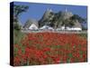 Trulli houses with red poppy field in foreground, near Alberobello, Apulia, Italy, Europe-Stuart Black-Stretched Canvas