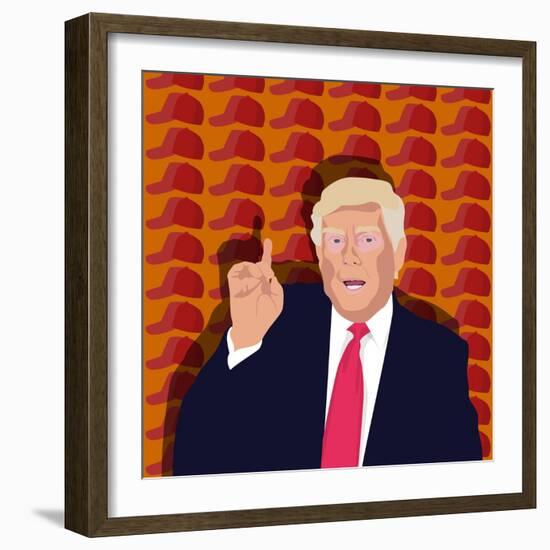 Trump and the baseball cap-Claire Huntley-Framed Giclee Print