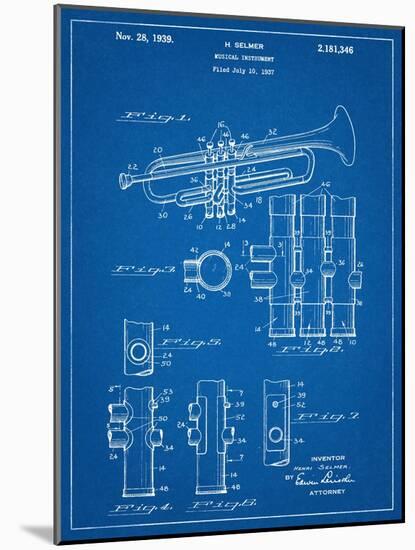 Trumpet Instrument Patent-null-Mounted Art Print