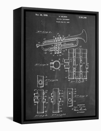 Trumpet Instrument Patent-null-Framed Stretched Canvas