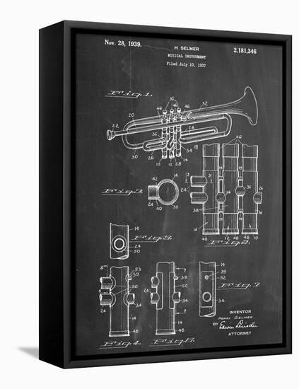 Trumpet Instrument Patent-null-Framed Stretched Canvas