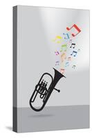 Trumpet Silhouette in Colorful Musical Concept on Gray Background-Elizabeta Lexa-Stretched Canvas