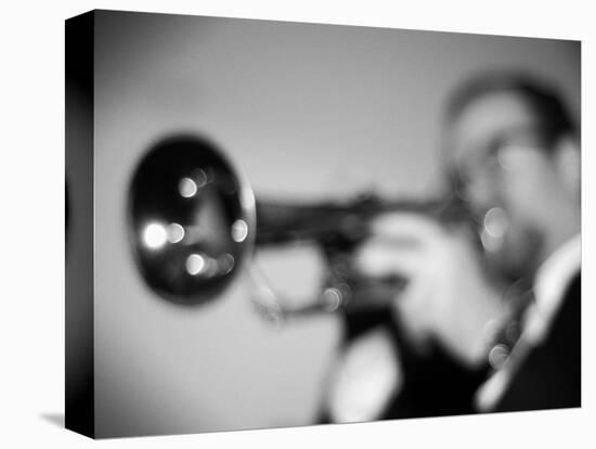 Trumpeter 2 BW-John Gusky-Stretched Canvas